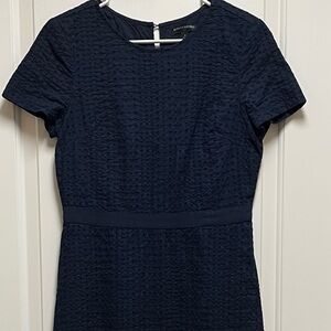 Banana Republic Sz 6 Navy Eyelet Detailed Ribbon Waist Midi Dress Short Sleeve